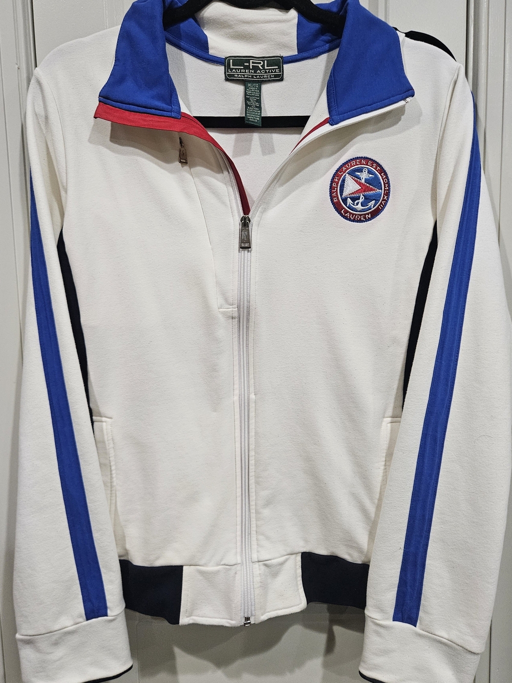 L-RL Lauren Active Ralph Lauren Trackjacket Full-Zip White Large Crest Logo
